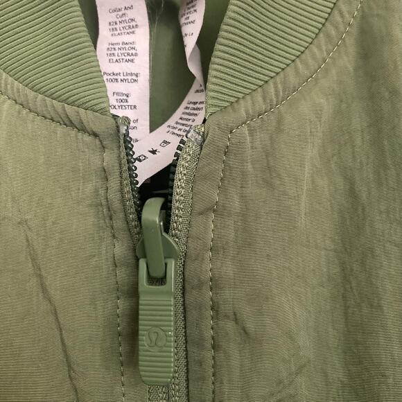 Lululemon Non Stop Bomber Jacket Womens Size 2 Green Reversible Lightweight Coat - Picture 7 of 10